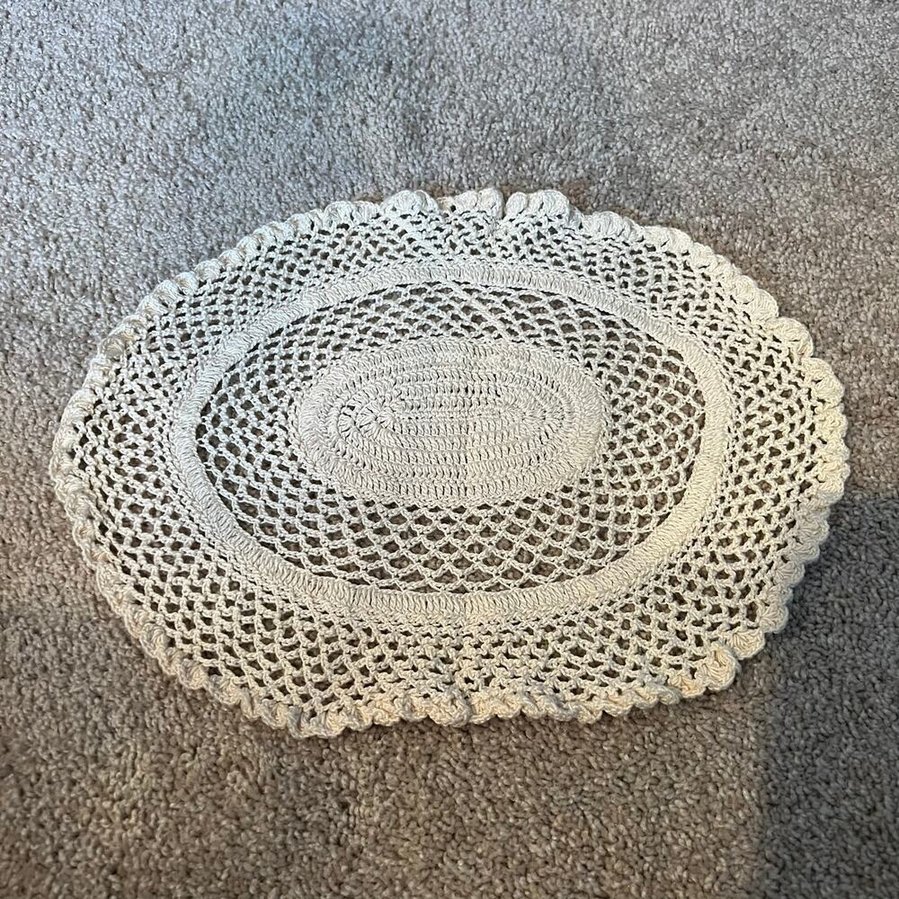 Vintage Handmade Cotton Crochet Centerpiece Doily